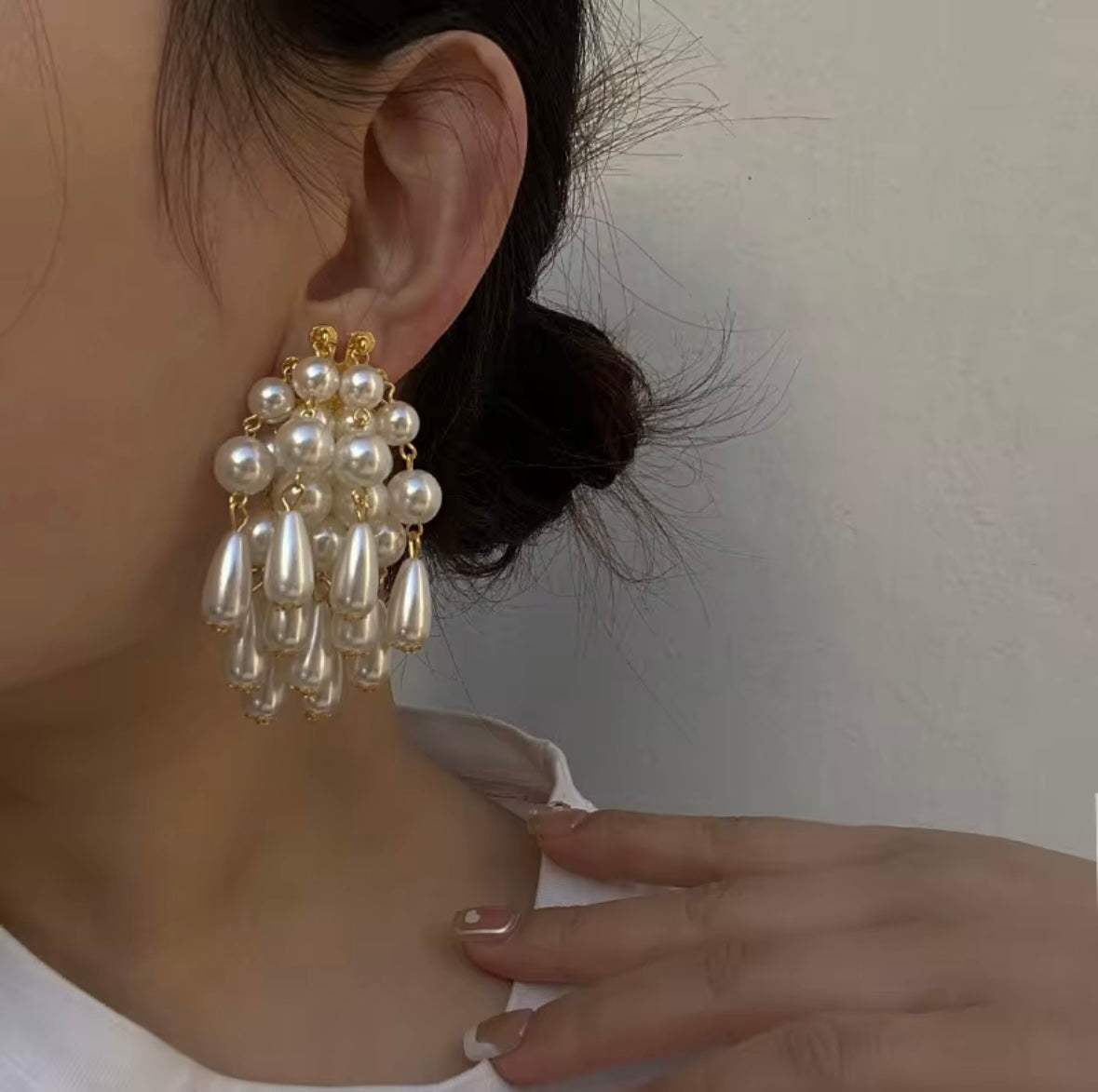 Cascading Pearl Chandelier Earrings