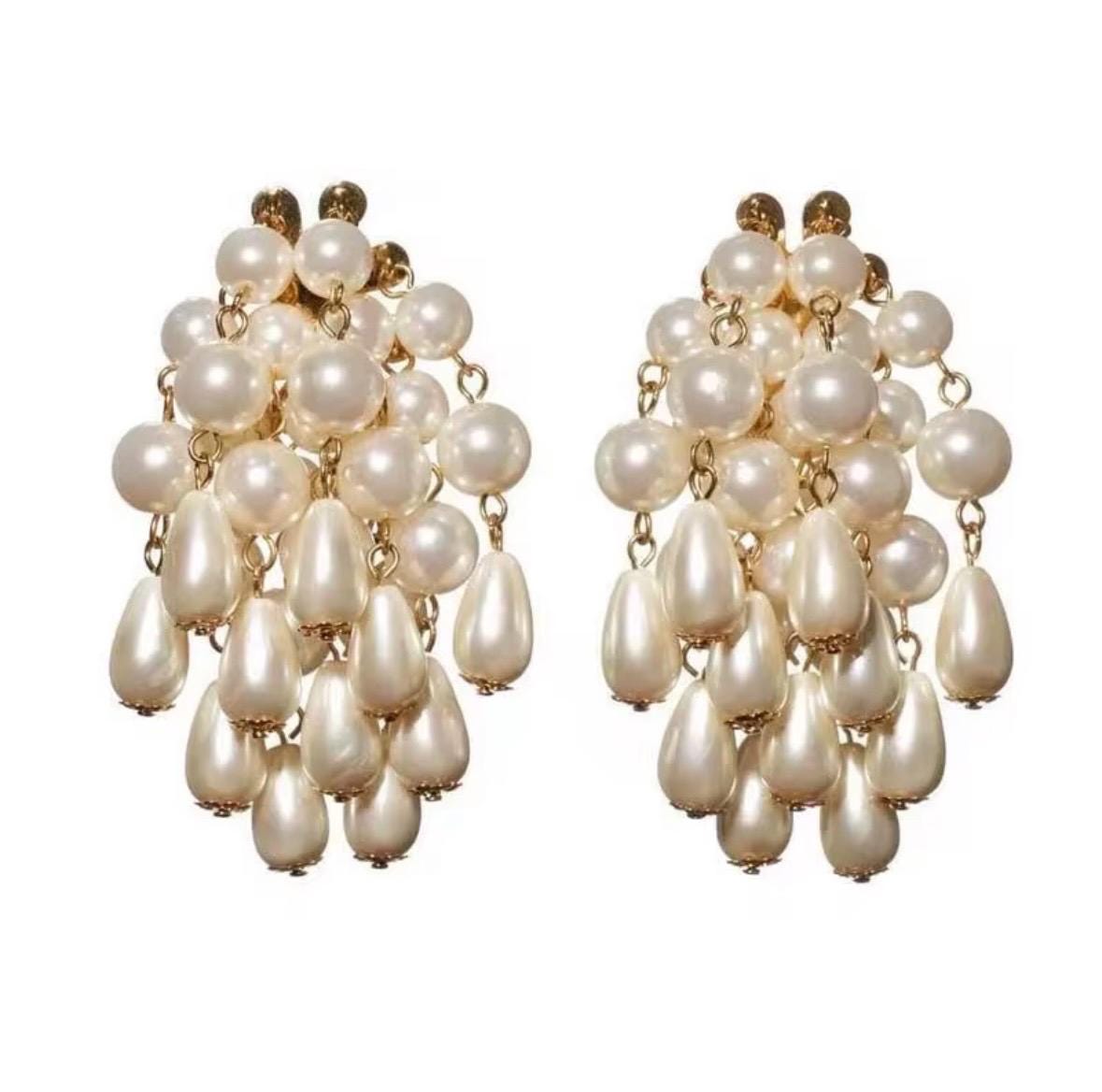 Cascading Pearl Chandelier Earrings